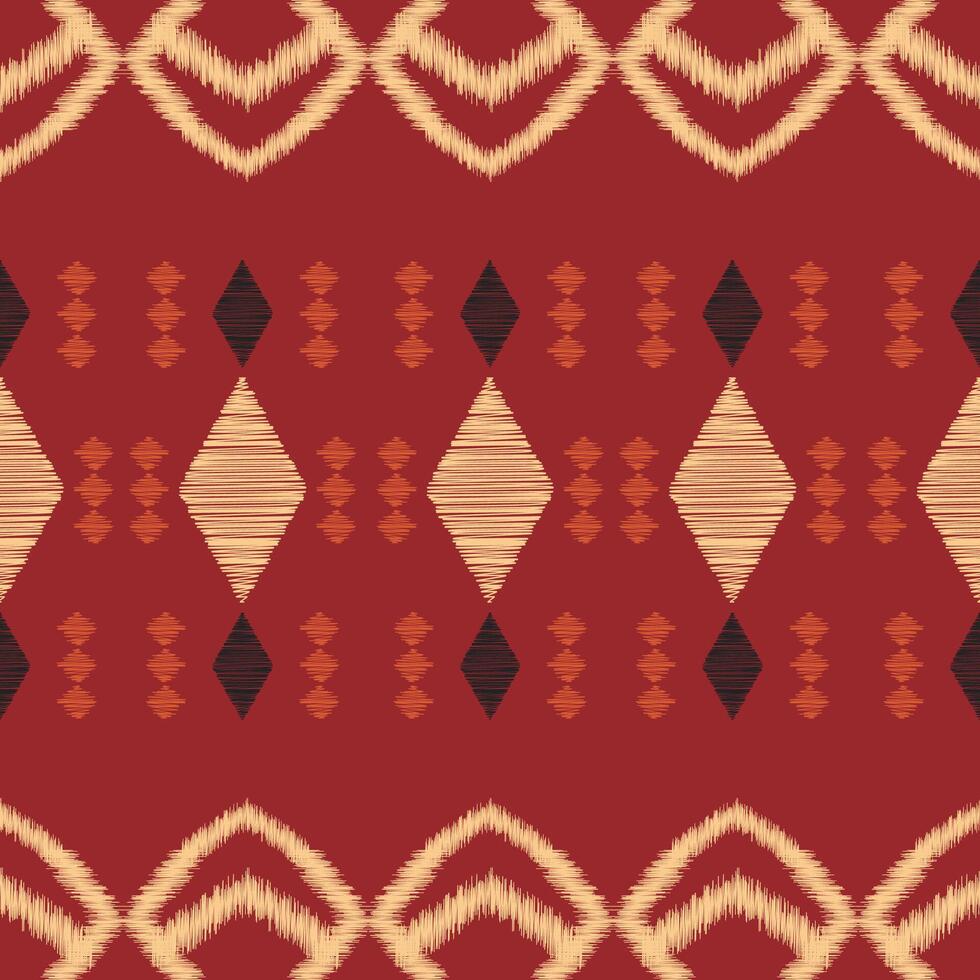 Traditional Ethnic ikat motif fabric pattern geometric style.African Ikat embroidery Ethnic oriental pattern red background wallpaper. Abstract,vector,illustration.Texture,frame,decoration. vector