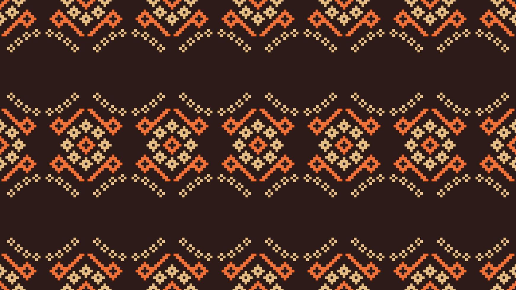 tradicional étnico motivos ikat geométrico tela modelo cruzar puntada.ikat bordado étnico oriental píxel marrón antecedentes. resumen, vector, ilustración. textura,bufanda,decoración,papel tapiz. vector