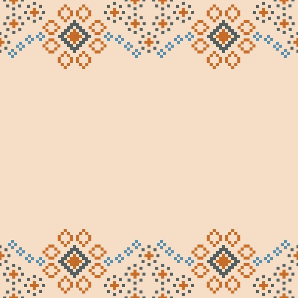 tradicional étnico motivos ikat geométrico tela modelo cruzar puntada.ikat bordado étnico oriental píxel marrón crema antecedentes. resumen, vector, ilustración. textura,bufanda,decoración,papel tapiz. vector