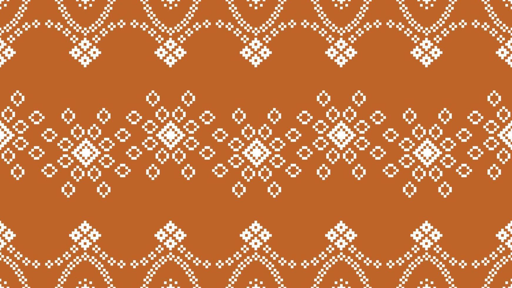 tradicional étnico motivos ikat geométrico tela modelo cruzar puntada.ikat bordado étnico oriental píxel marrón antecedentes. resumen, vector, ilustración. textura,bufanda,decoración,papel tapiz. vector