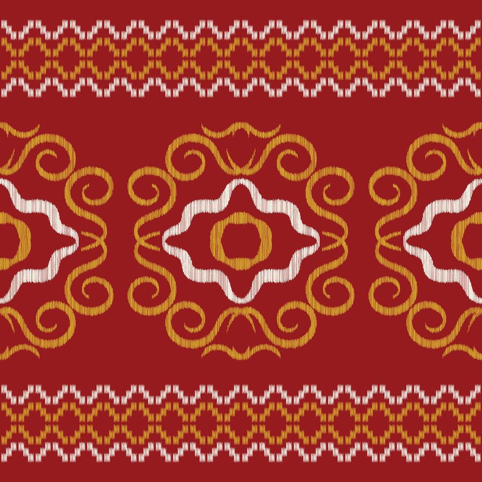 Traditional Ethnic ikat motif fabric pattern geometric style.African Ikat embroidery Ethnic oriental pattern red background wallpaper. Abstract,vector,illustration.Texture,frame,decoration. vector