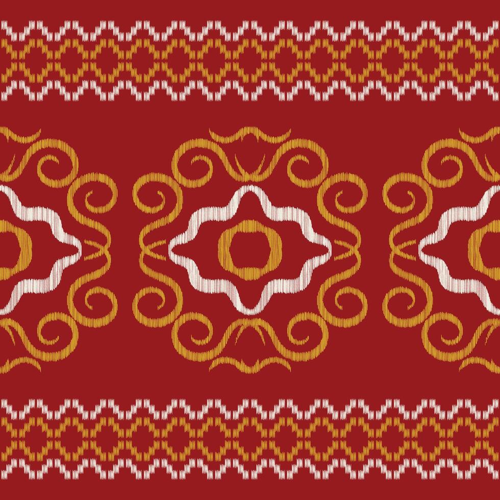 Traditional Ethnic ikat motif fabric pattern geometric style.African Ikat embroidery Ethnic oriental pattern red background wallpaper. Abstract,vector,illustration.Texture,frame,decoration. vector