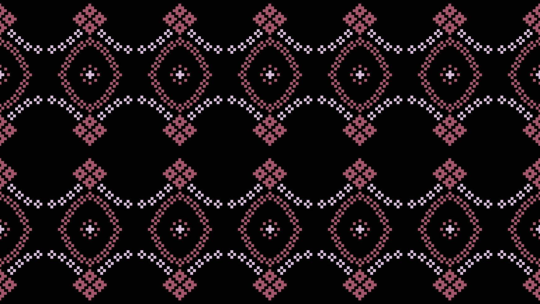 tradicional étnico motivos ikat geométrico tela modelo cruzar puntada.ikat bordado étnico oriental píxel negro fondo.abstracto,vector,ilustración. textura,bufanda,decoración,papel tapiz. vector