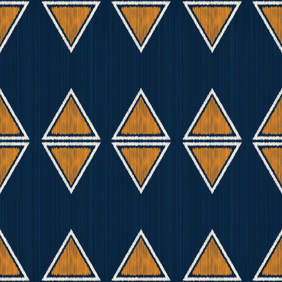 Traditional Ethnic ikat motif fabric pattern geometric style.African Ikat embroidery Ethnic oriental pattern blue background wallpaper. Abstract,vector,illustration.Texture,frame,decoration. vector