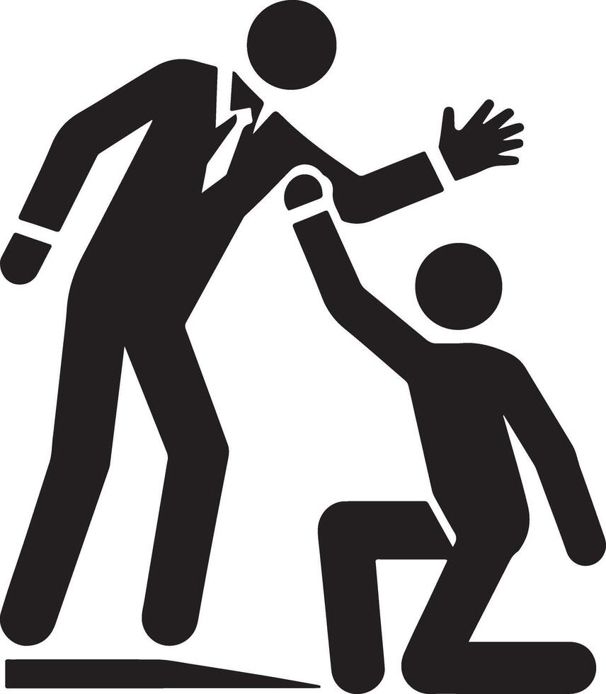 a man help other man vector icon black color silhouette, white background 9