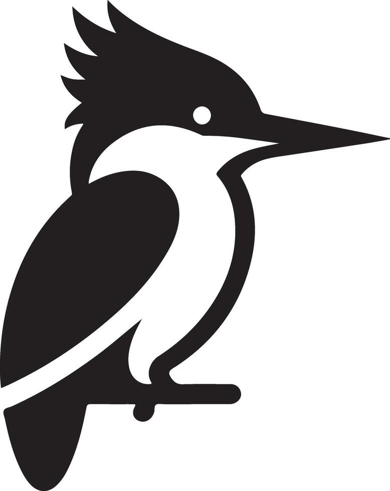 Kingfisher bird vector art icon, clipart, symbol, black color silhouette, white background 44