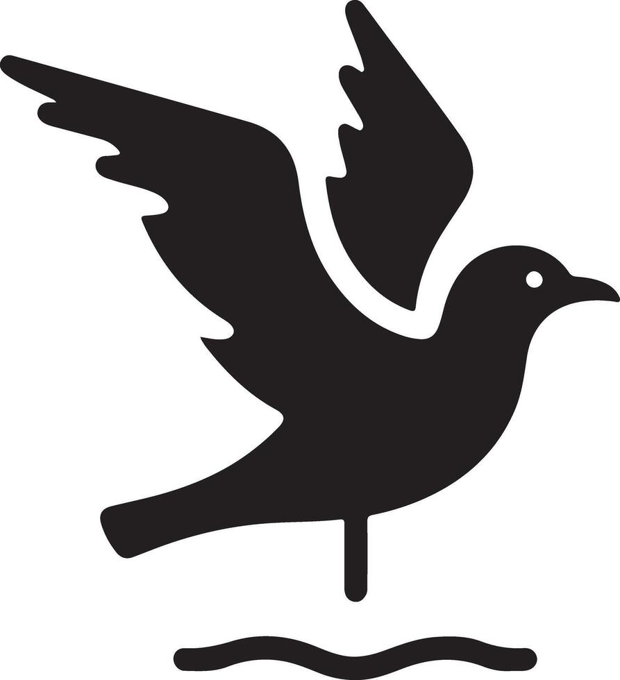 mínimo Gaviota vector icono, plano símbolo, negro color silueta, blanco antecedentes 5 5