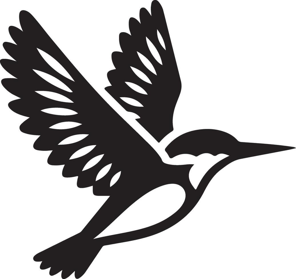 Kingfisher bird vector art icon, clipart, symbol, black color silhouette, white background 13