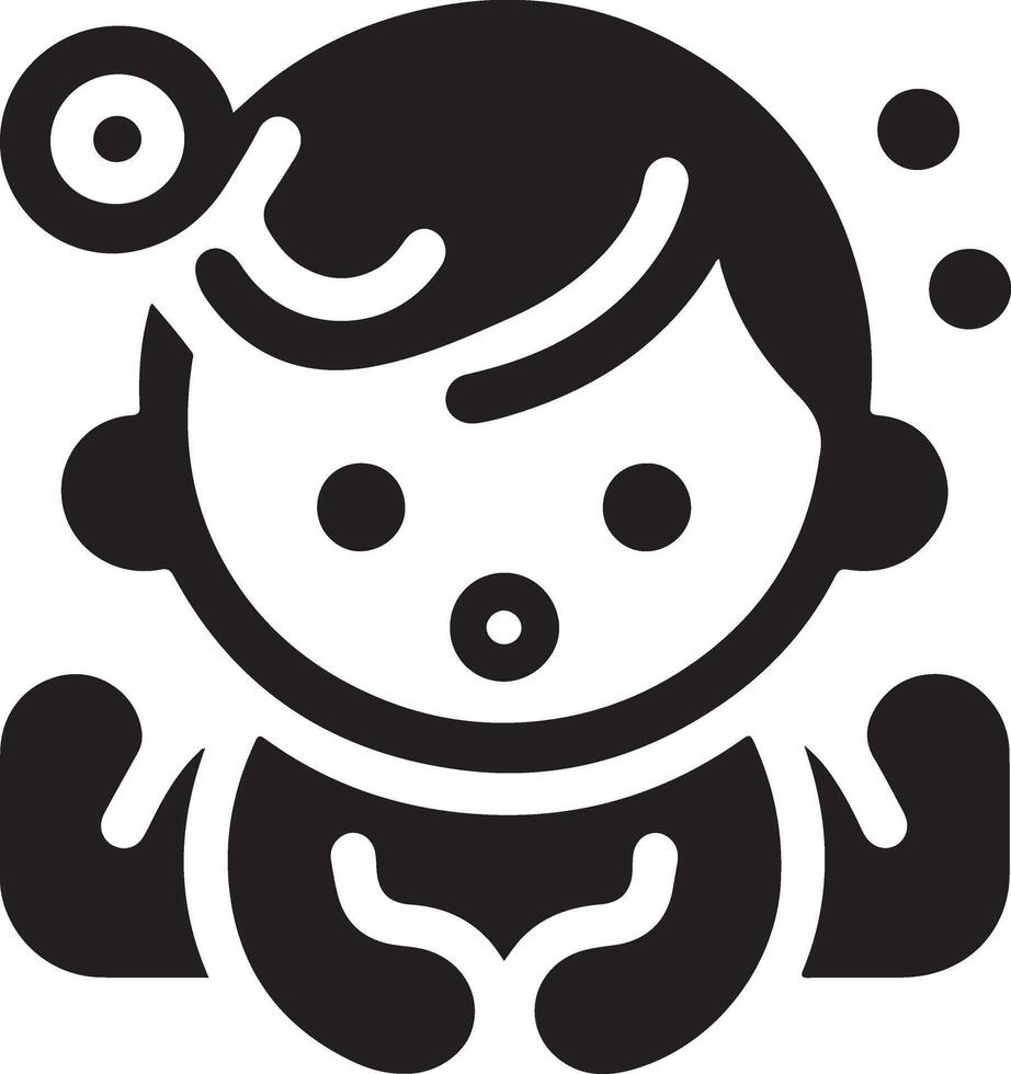 Cute smiling baby crawling icon black color silhouette 18 vector
