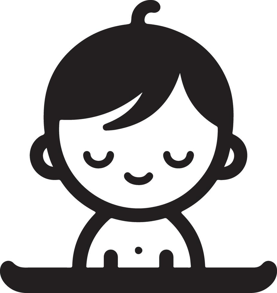 Cute smiling baby crawling icon black color silhouette vector
