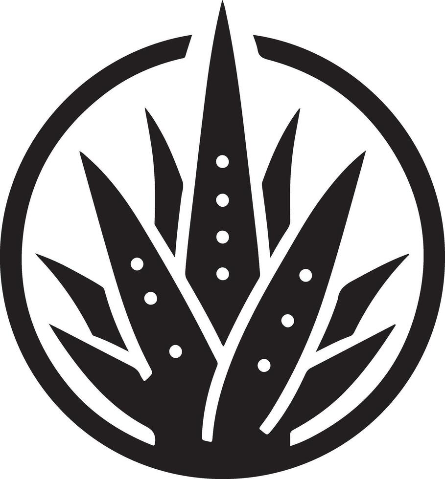 minimal Aloe Vera plant icon vector silhouette, white background 17