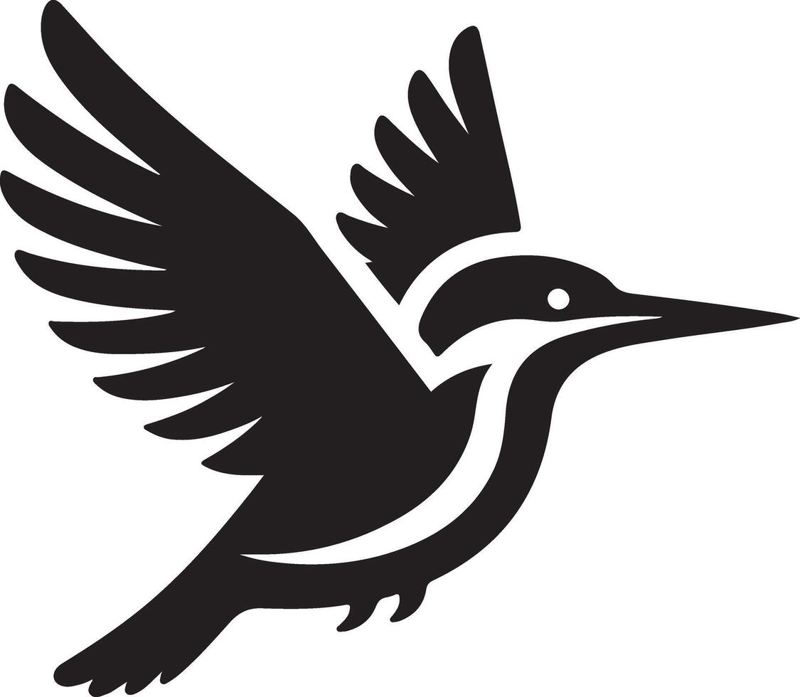 Kingfisher bird vector art icon, clipart, symbol, black color silhouette, white background 12