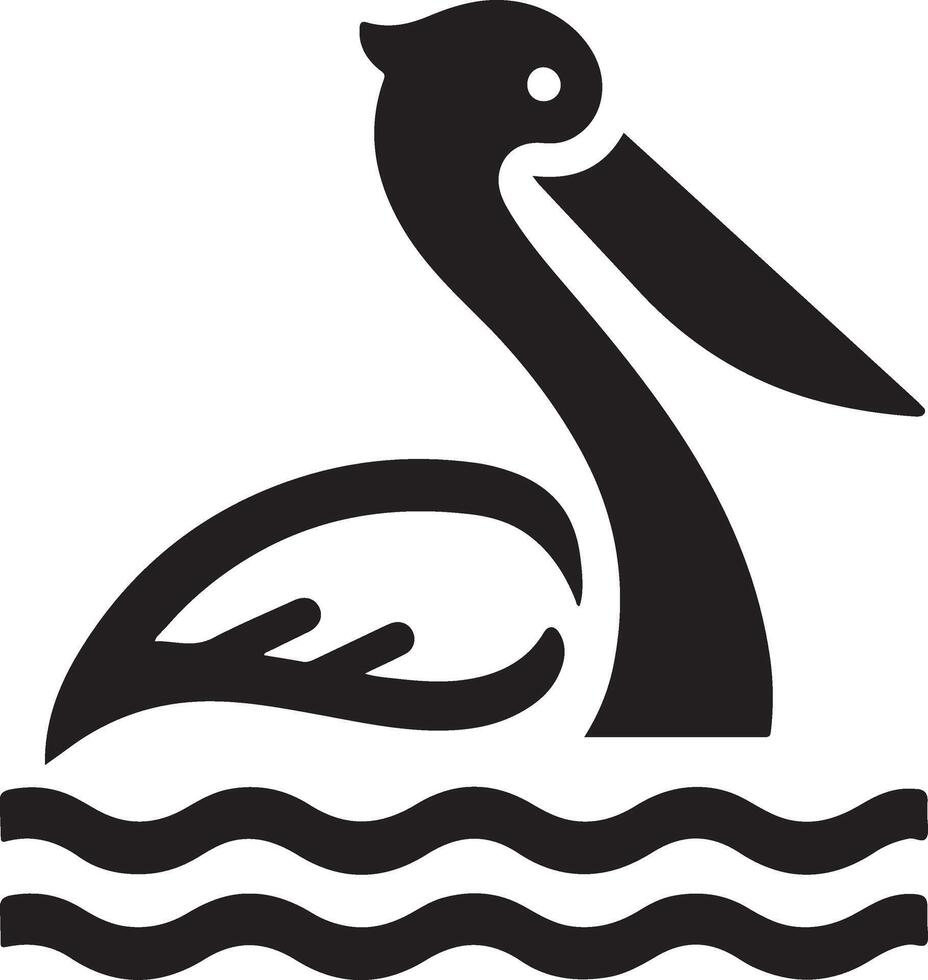 minimal Pelican vector icon, flat symbol, black color silhouette, white background 3