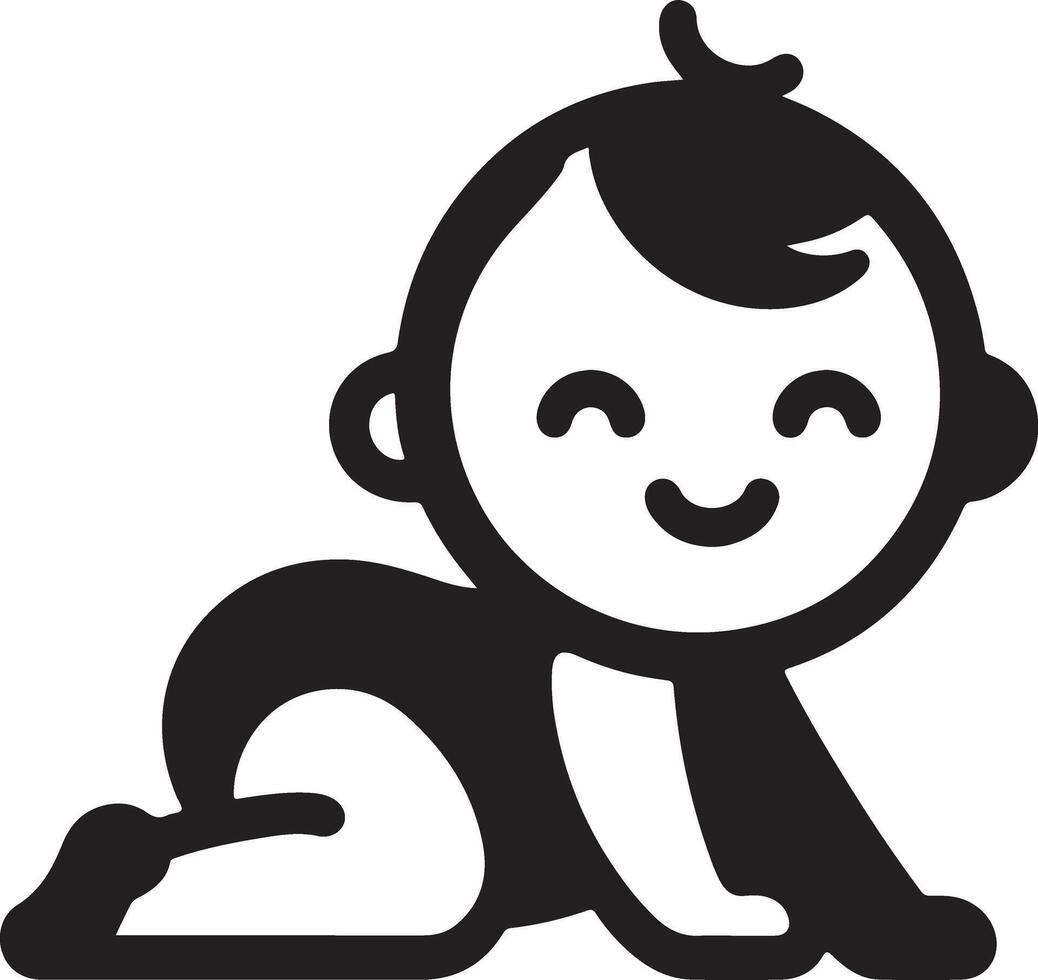 minimal Cute smiling baby crawling icon black color silhouette, logo, clipart, symbol 15 vector