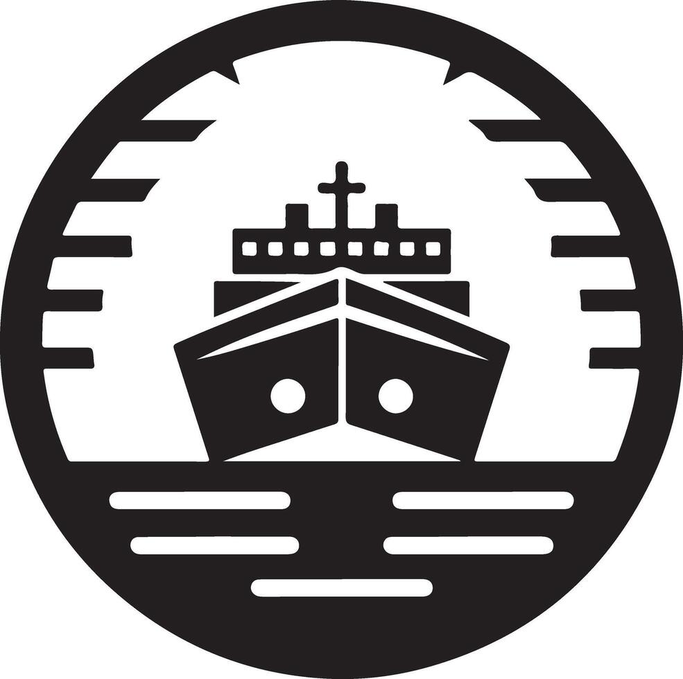 minimal International shipping tanker ship under round shape logo vector icon 5