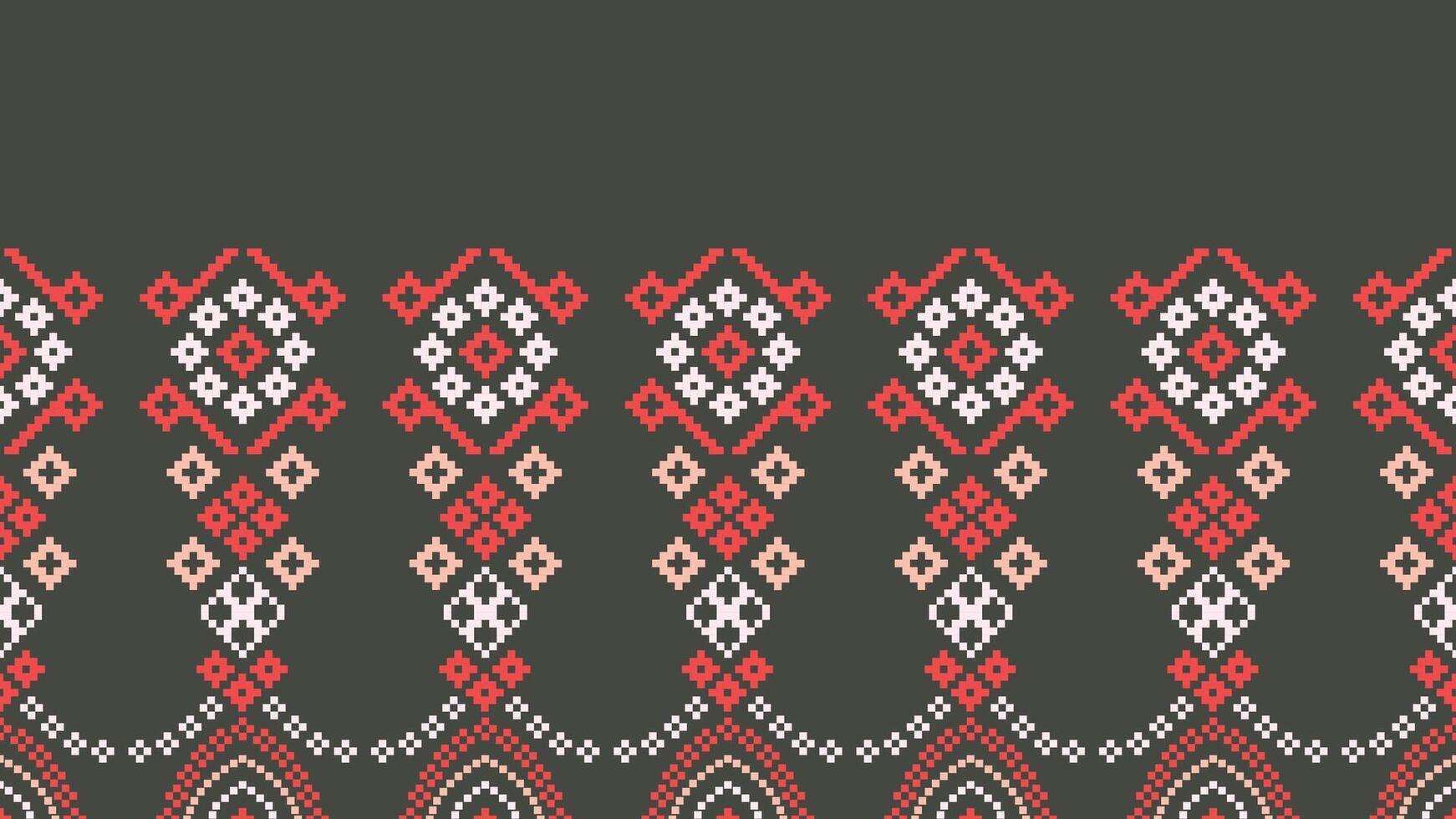 tradicional étnico motivos ikat geométrico tela modelo cruzar puntada.ikat bordado étnico oriental píxel gris antecedentes. resumen, vector, ilustración. textura,bufanda,decoración,papel tapiz. vector