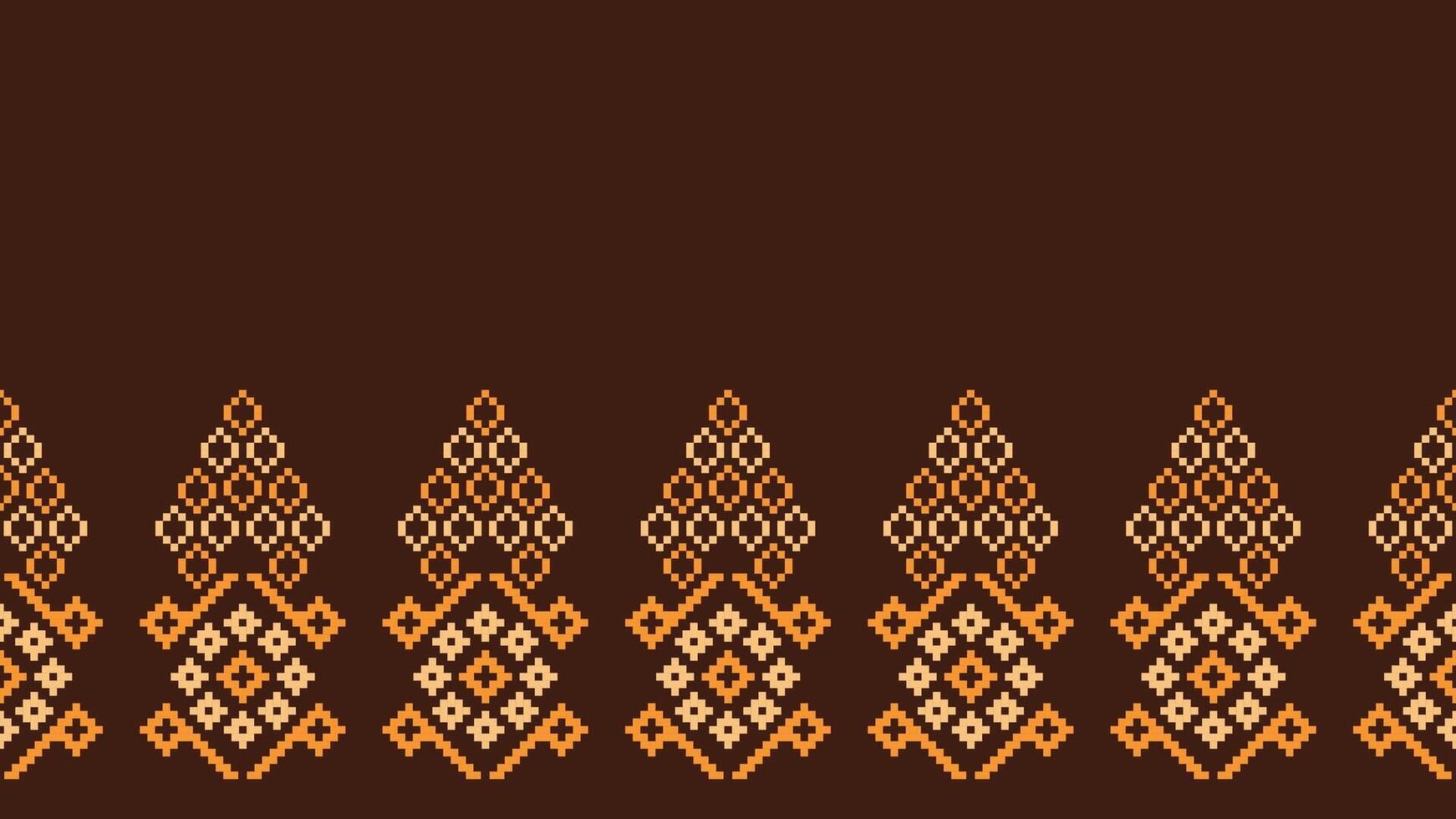 tradicional étnico motivos ikat geométrico tela modelo cruzar puntada.ikat bordado étnico oriental píxel marrón antecedentes. resumen, vector, ilustración. textura,bufanda,decoración,papel tapiz. vector