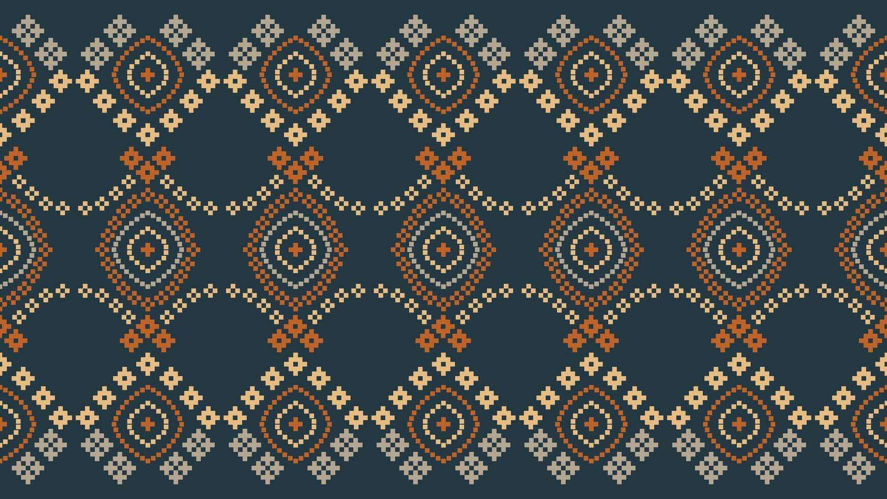 tradicional étnico motivos ikat geométrico tela modelo cruzar puntada.ikat bordado étnico oriental píxel gris antecedentes. resumen, vector, ilustración. textura,bufanda,decoración,papel tapiz. vector