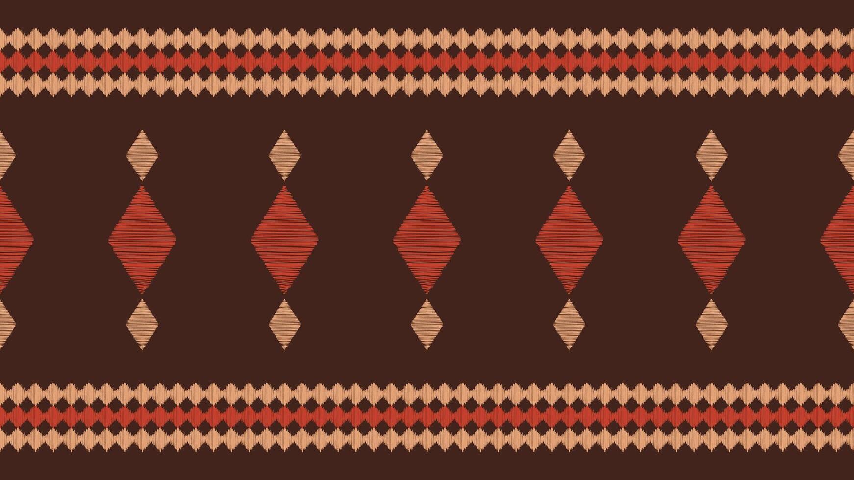 Traditional Ethnic ikat motif fabric pattern background geometric .African Ikat embroidery Ethnic oriental pattern brown background wallpaper. Abstract,vector,illustration.Texture,frame,decoration. vector