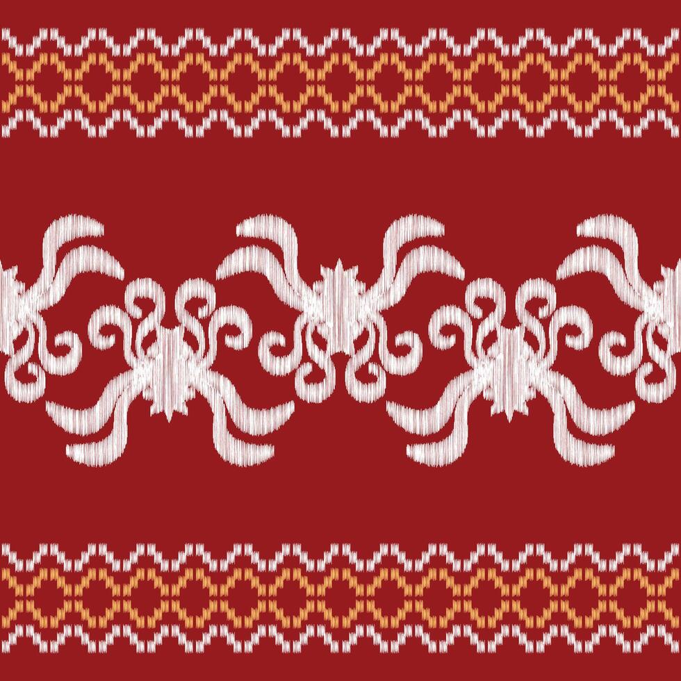 Traditional Ethnic ikat motif fabric pattern geometric style.African Ikat embroidery Ethnic oriental pattern red background wallpaper. Abstract,vector,illustration.Texture,frame,decoration. vector