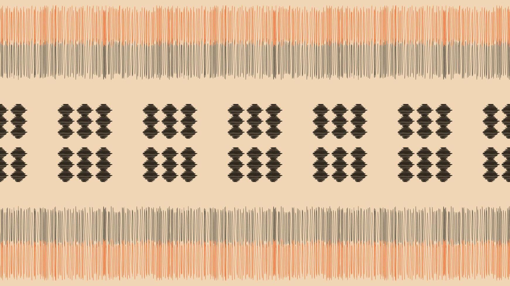 Traditional Ethnic ikat motif fabric pattern background geometric .African Ikat embroidery Ethnic pattern brown cream background wallpaper. Abstract,vector,illustration.Texture,frame,decoration. vector