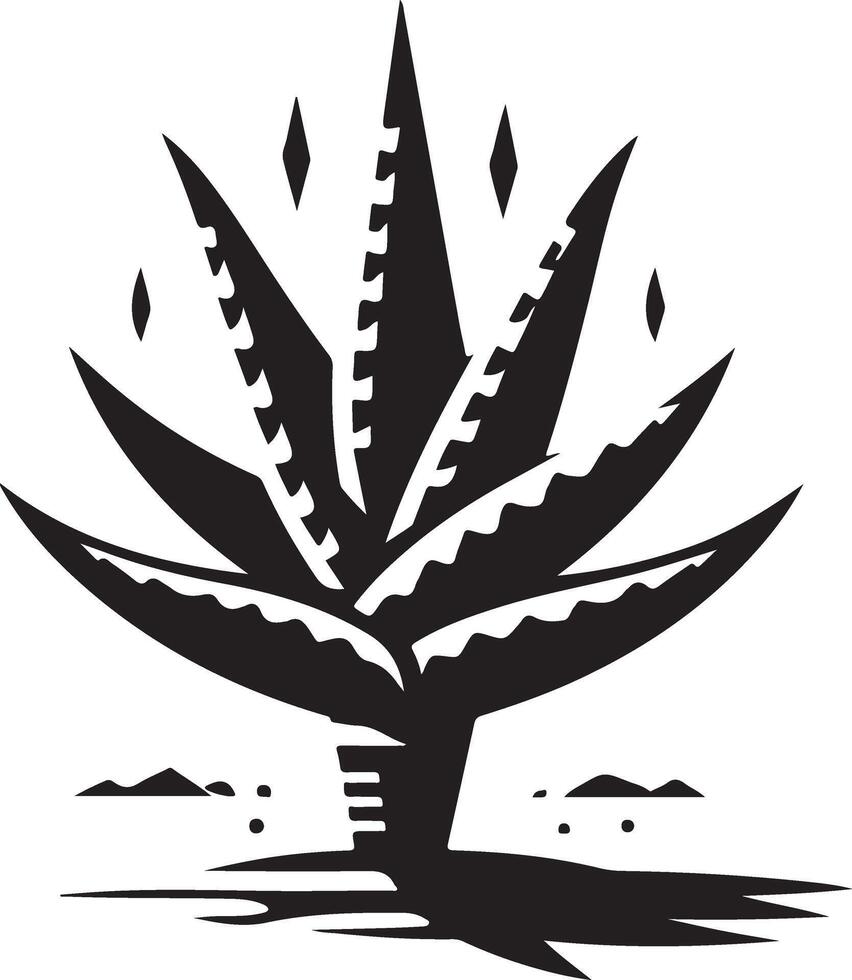 minimal Aloe Vera plant icon vector silhouette, white background 19