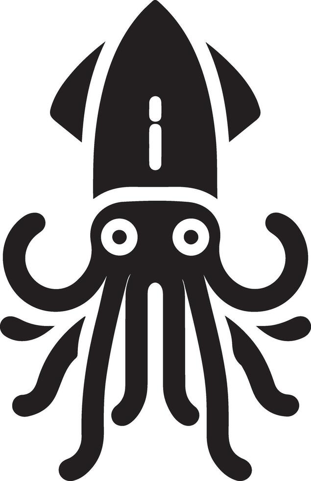 minimal Squid vector icon, flat symbol, black color silhouette, white background 19