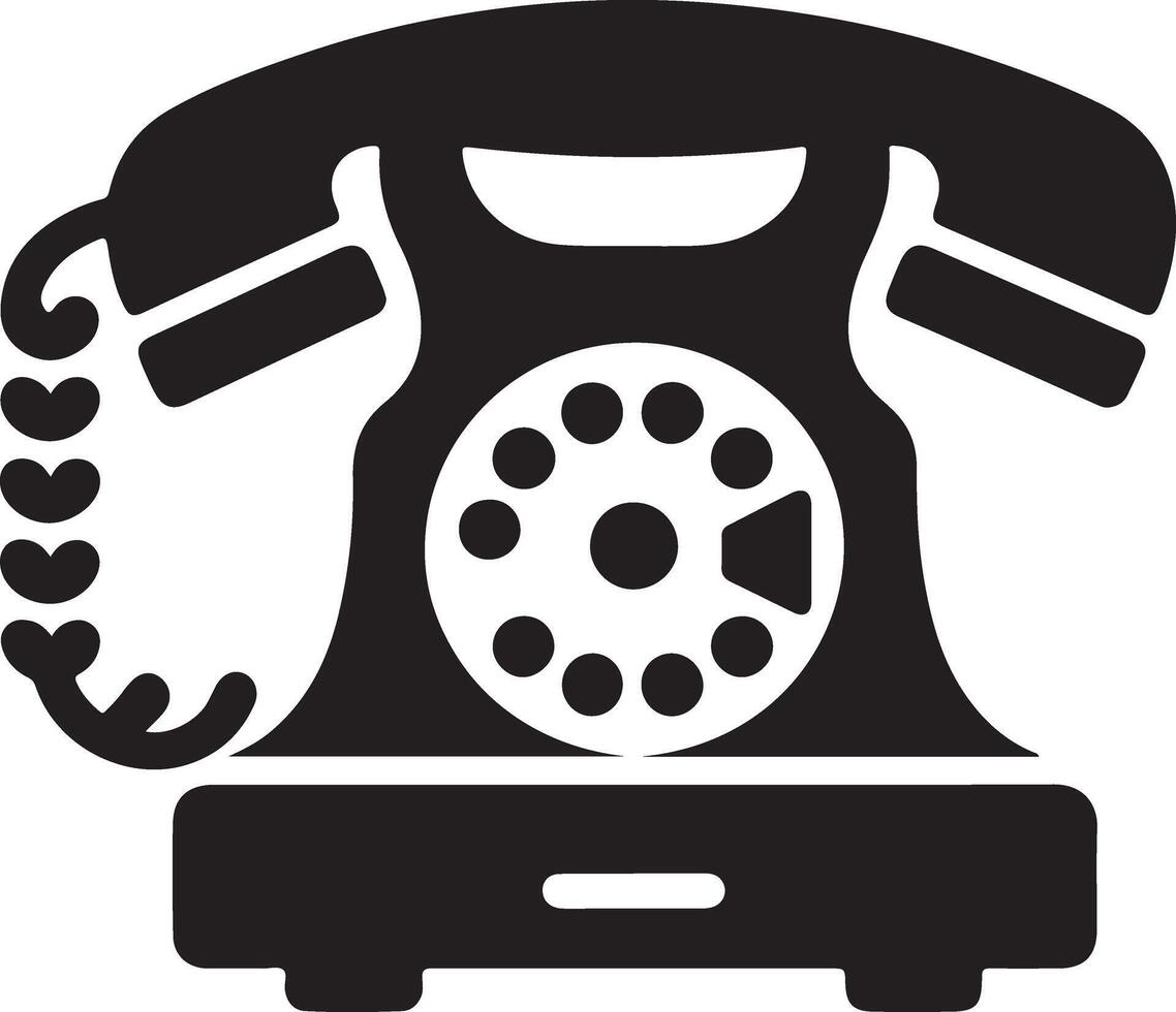 minimal old telephone icon vector silhouette, clipart, symbol, black color silhouette 5