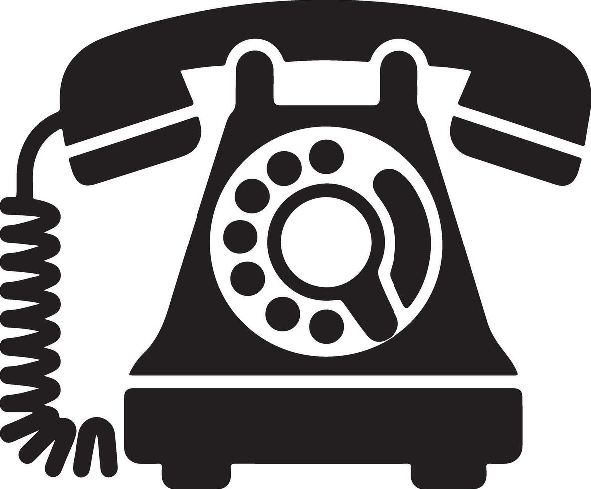 minimal old telephone icon vector silhouette, clipart, symbol, black color silhouette 2