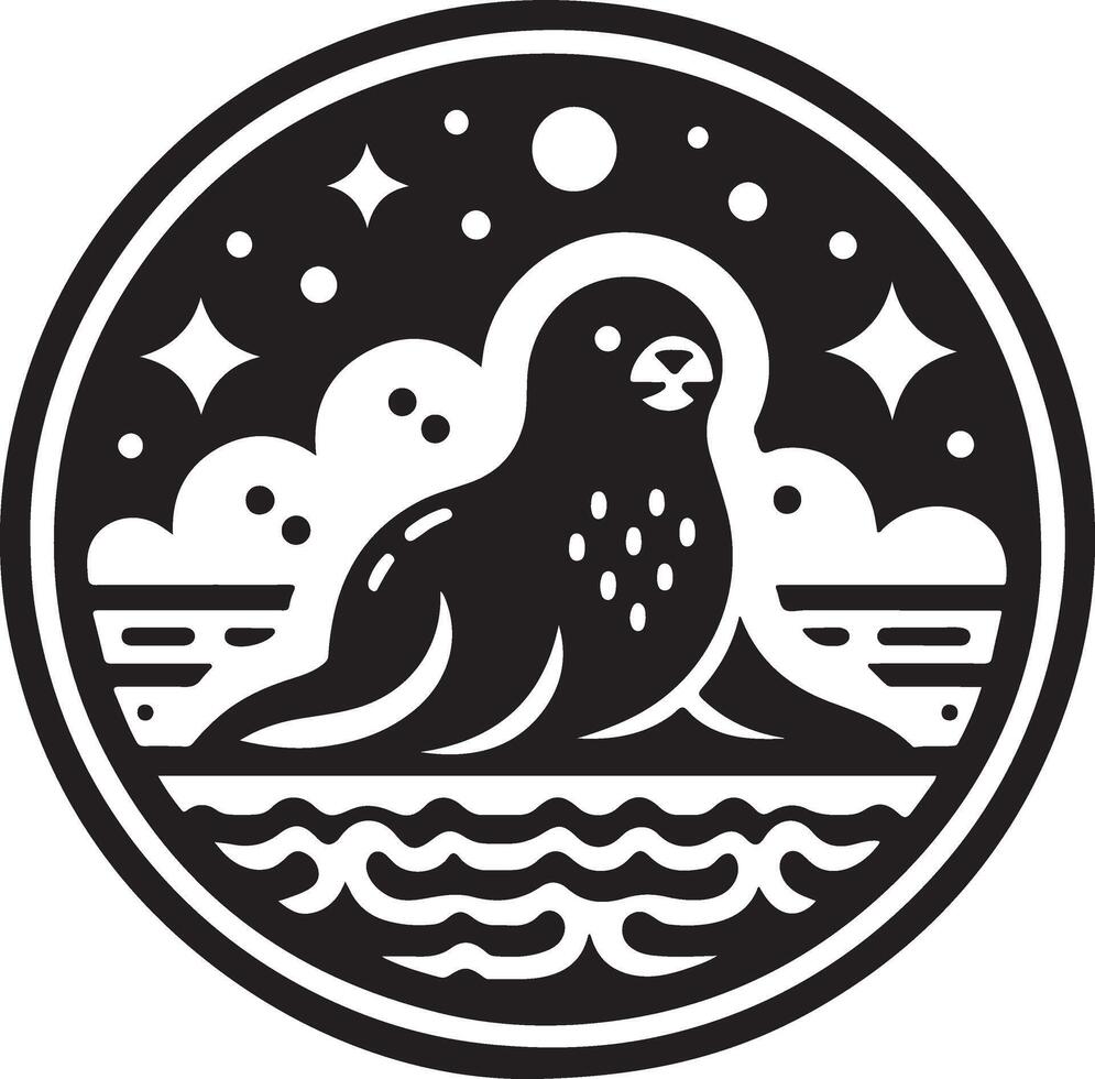 minimal Seal vector icon, flat symbol, black color silhouette, white background 20