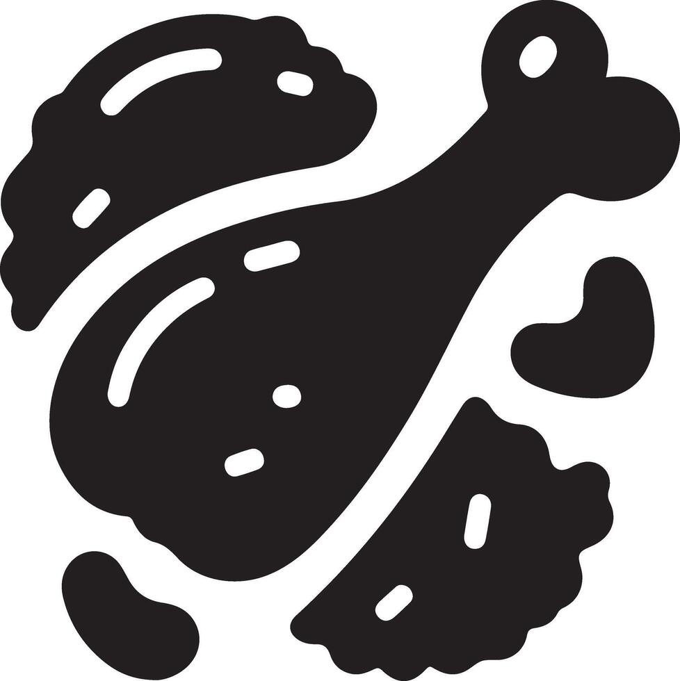 fried hot chicken leg pcs vector icon silhouette, clipart, symbol, black color silhouette 19