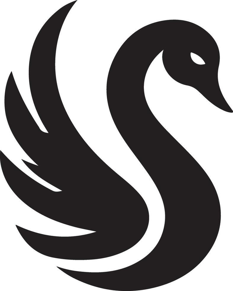 cisne logo vector icono, plano símbolo, negro color silueta, blanco antecedentes 3