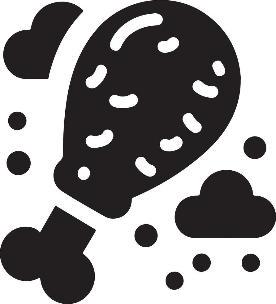 fried hot chicken leg pcs vector icon silhouette, clipart, symbol, black color silhouette 16