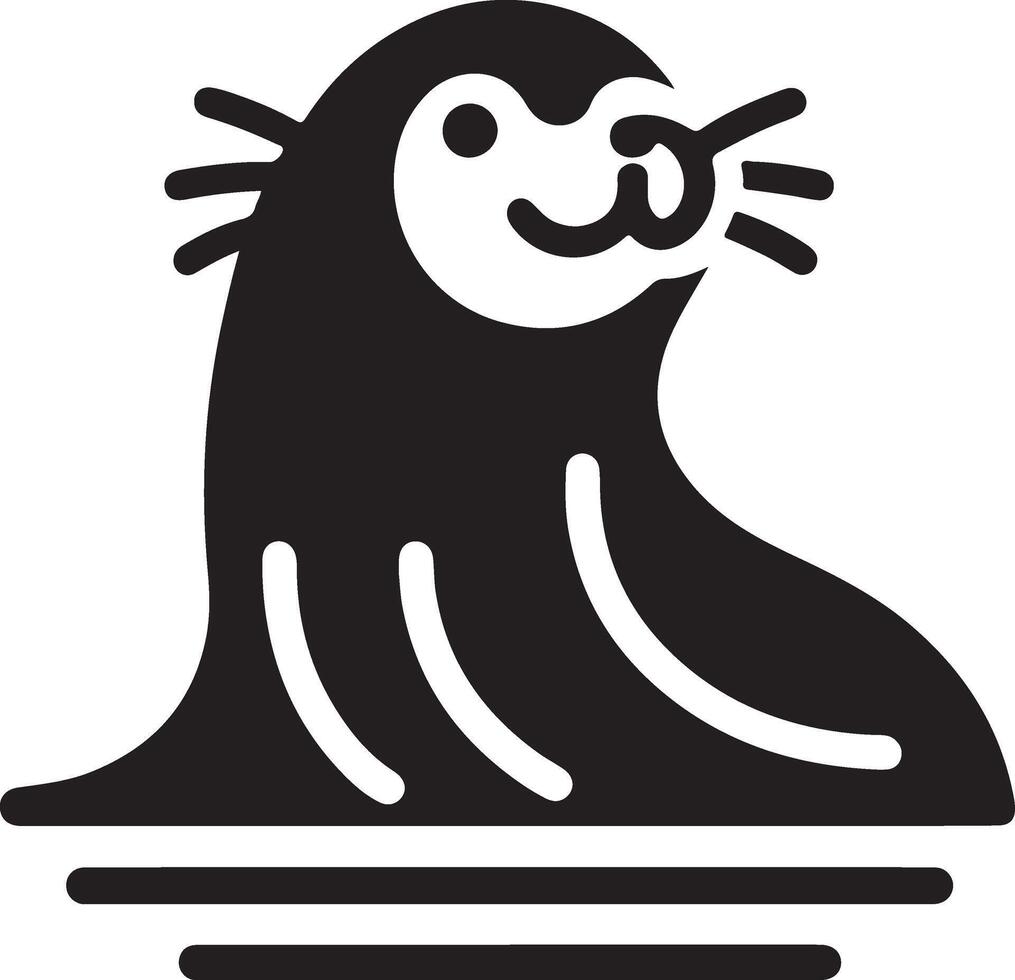 minimal Seal vector icon, flat symbol, black color silhouette, white background 9