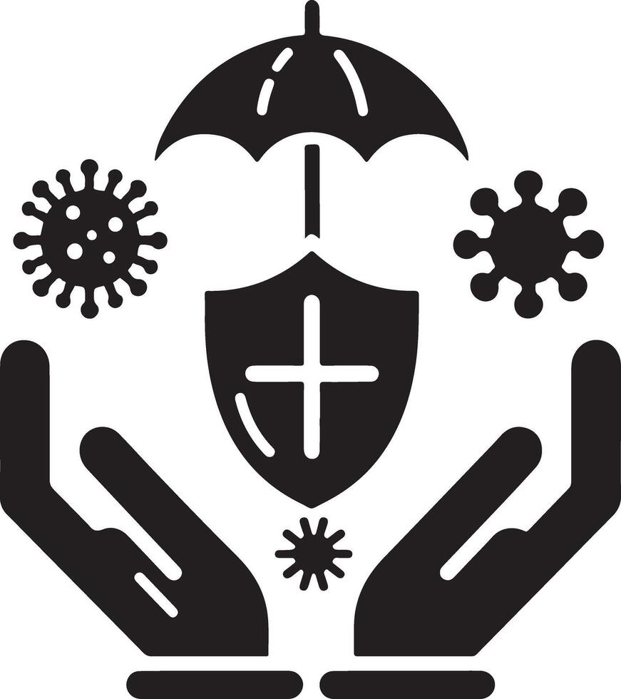 mínimo antibacteriano defensa icono, negro color silueta, logo, clipart, símbolo, negro color silueta 5 5 vector