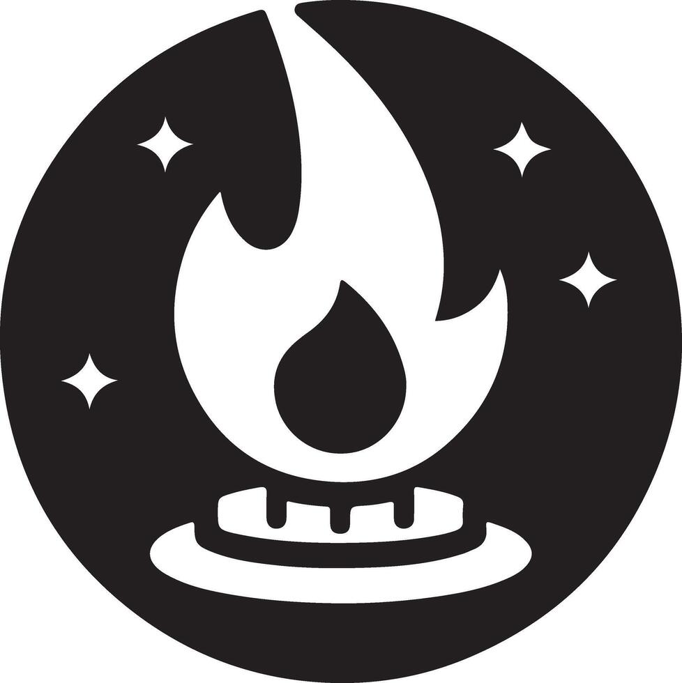 minimal gas burner logo concept vector black color silhouette, white background 2