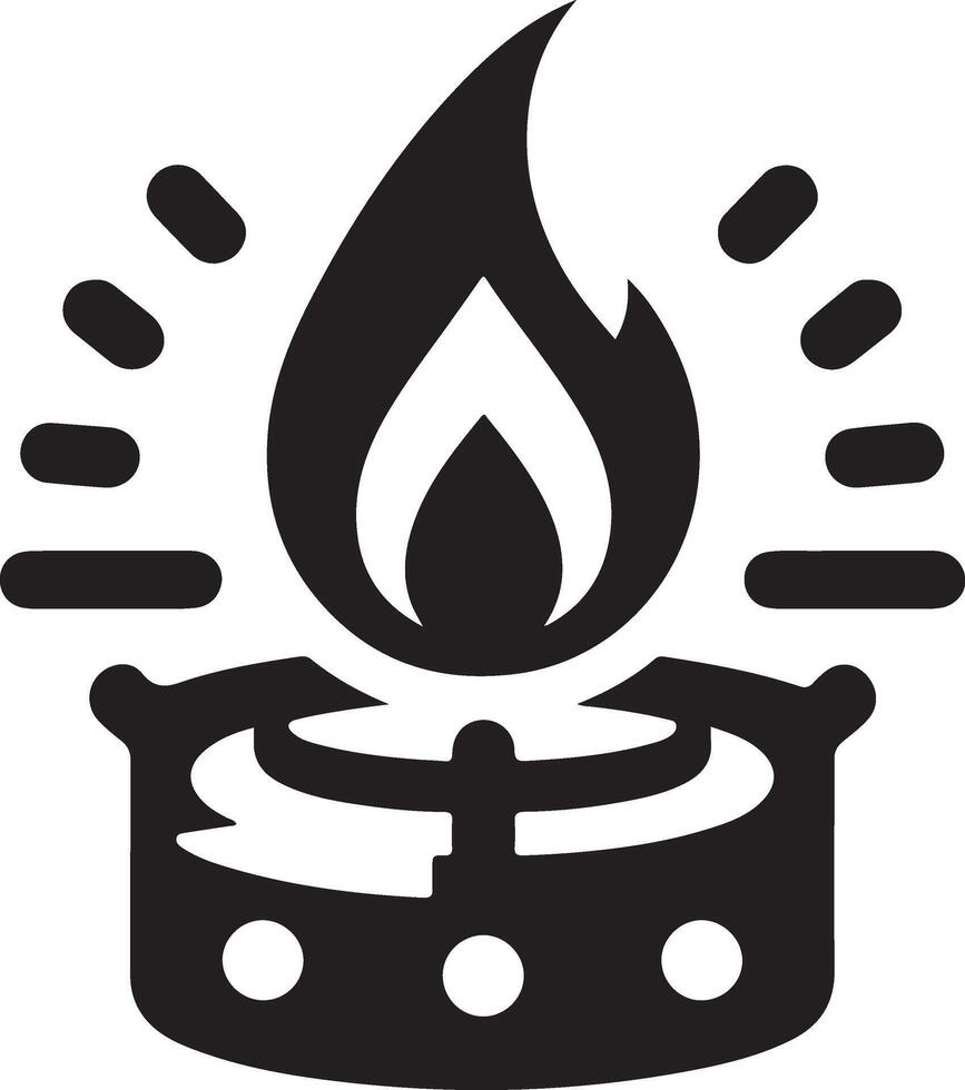 minimal gas burner logo concept vector black color silhouette, white background 11