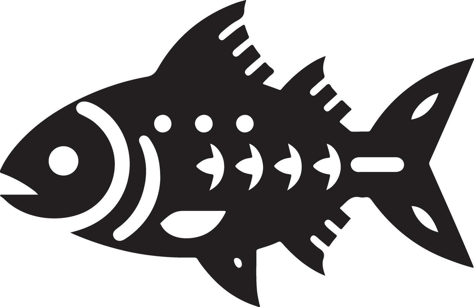 piraña pescado vector icono, clipart, símbolo, plano ilustración, negro color silueta 11