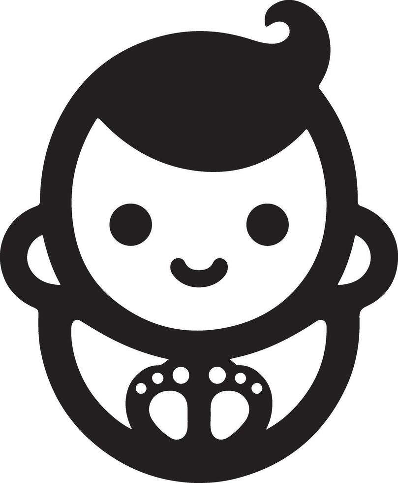 Cute smiling baby crawling icon black color silhouette 13 vector