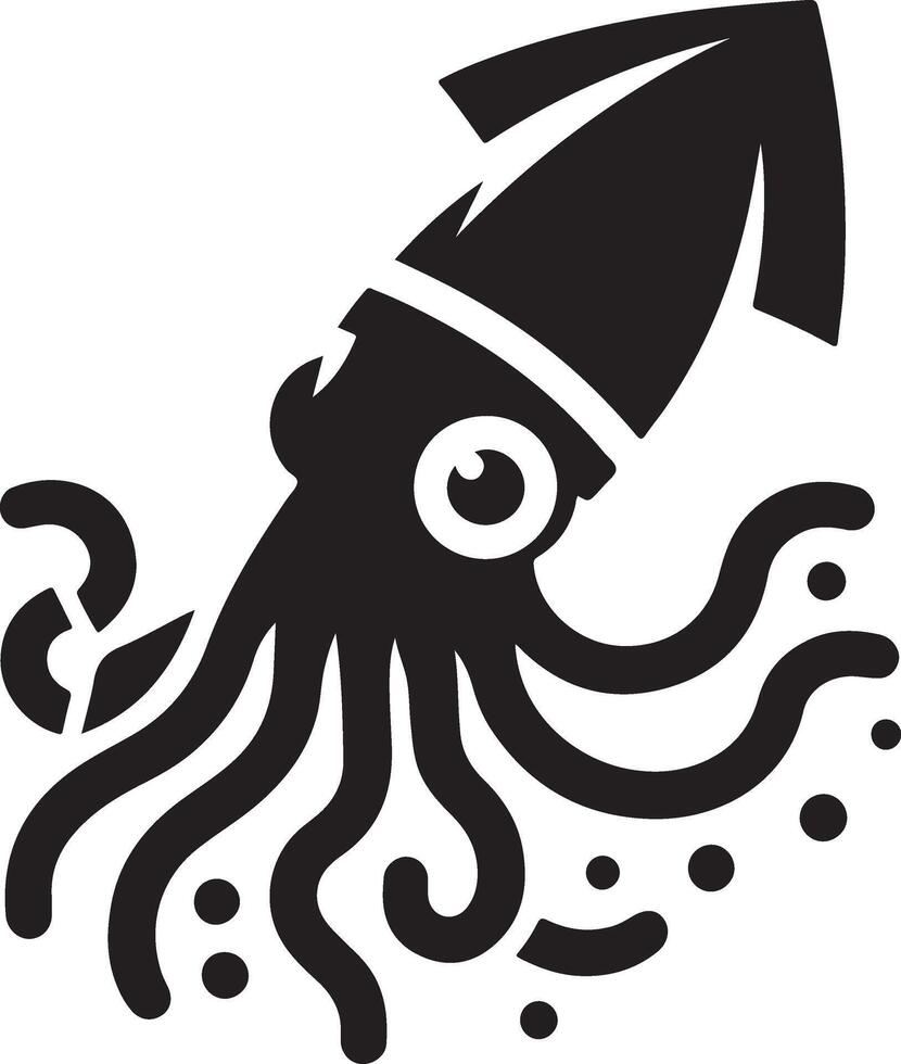 minimal Squid vector icon, flat symbol, black color silhouette, white background 20