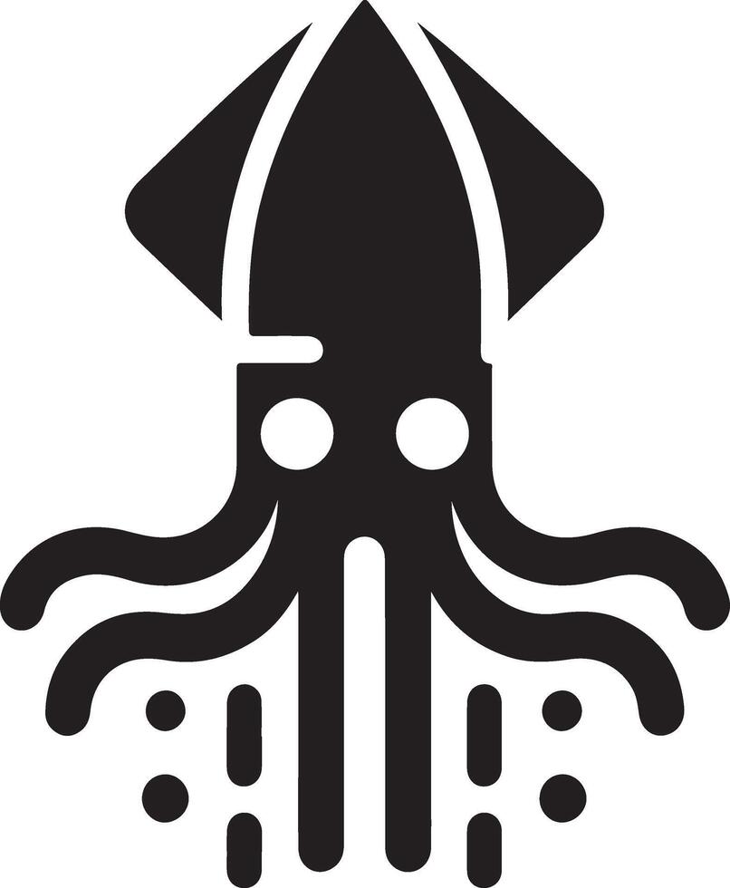 minimal Squid vector icon, flat symbol, black color silhouette, white background 21