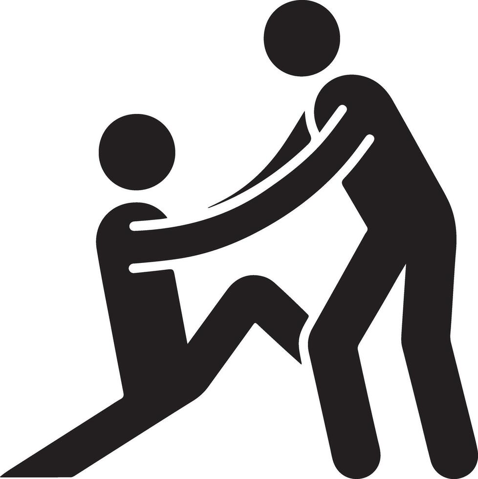 a man help other man vector icon black color silhouette, white background 30