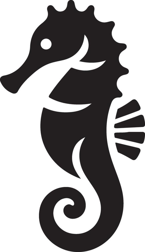minimal Seahorse vector icon, flat symbol, black color silhouette, white background 3