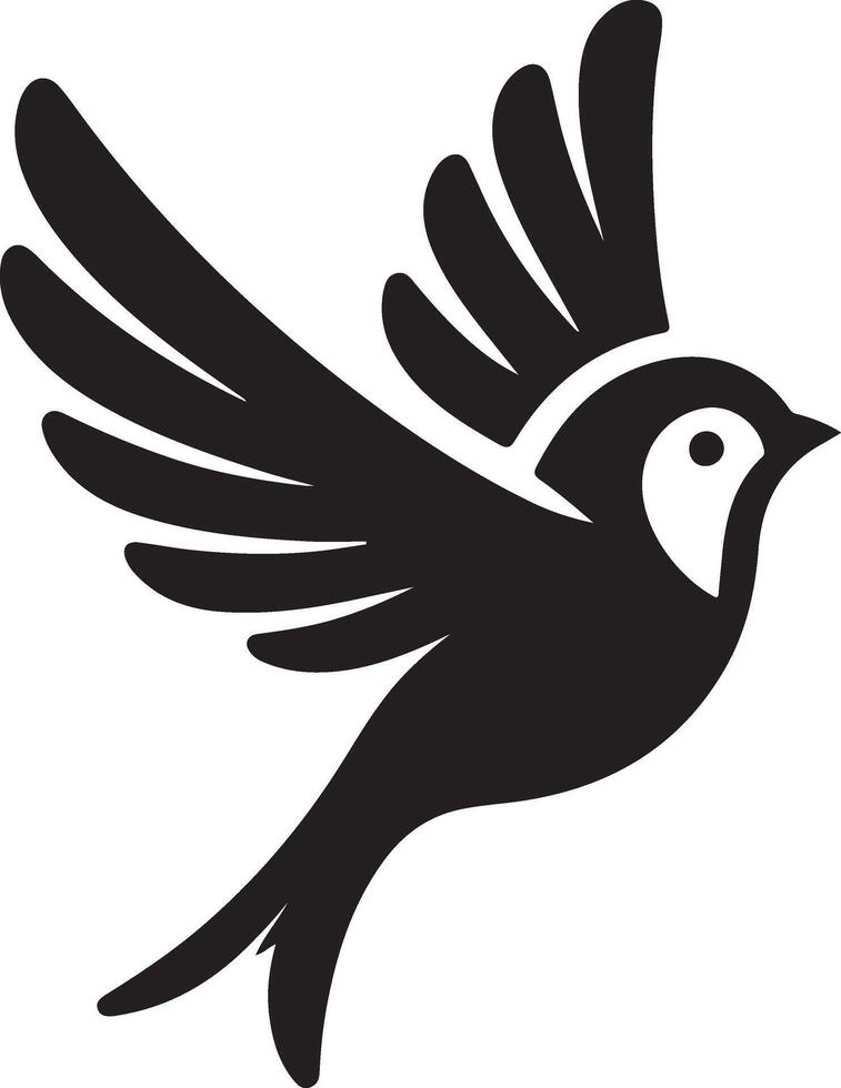 Finch bird logo concept, black color silhouette,  white background 2 vector