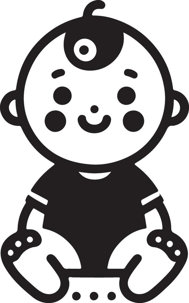 Cute smiling baby crawling icon black color silhouette 4 vector