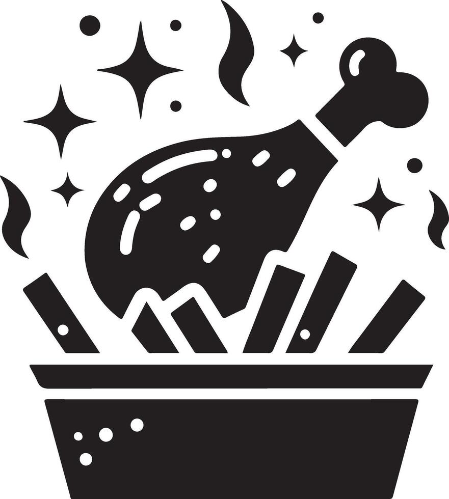 frito caliente pollo pierna piezas vector icono silueta, clipart, símbolo, negro color silueta 11