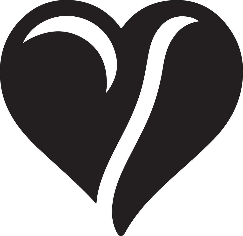minimal heart shape vector logo icon, flat symbol, black color 3