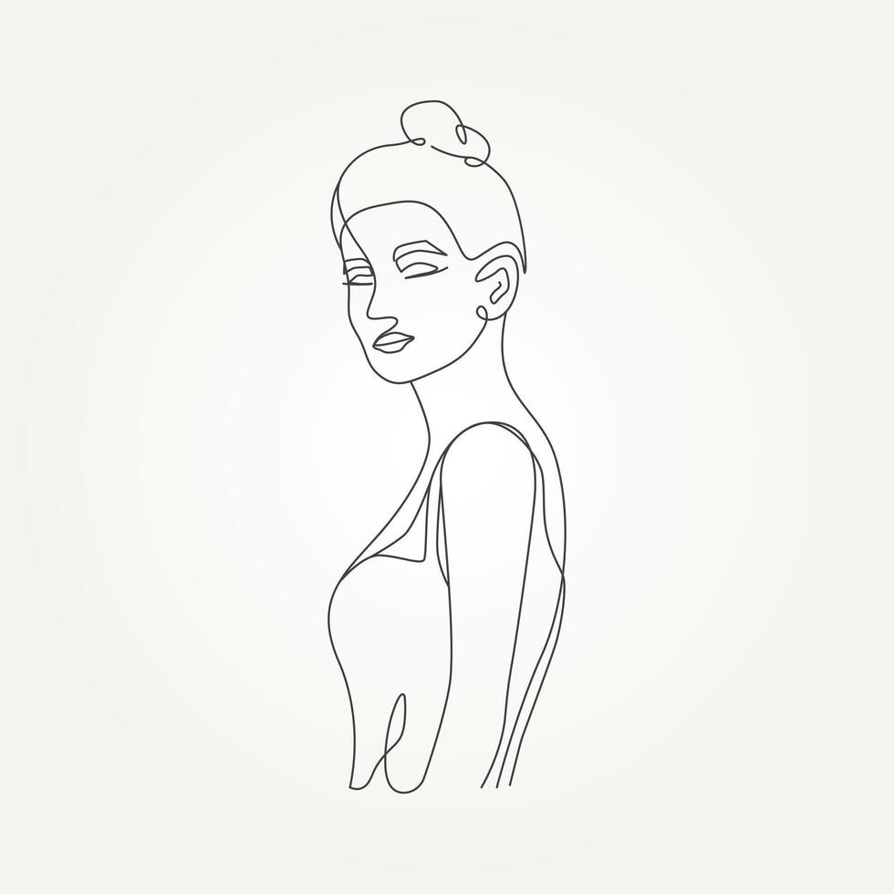 minimalist beauty woman continuous line drawing vector illustration design