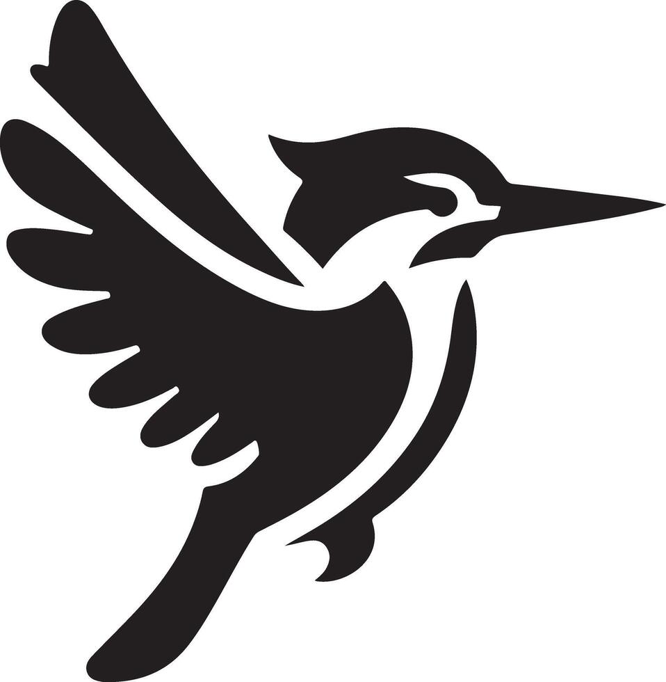 Kingfisher bird vector art icon, clipart, symbol, black color silhouette, white background 33