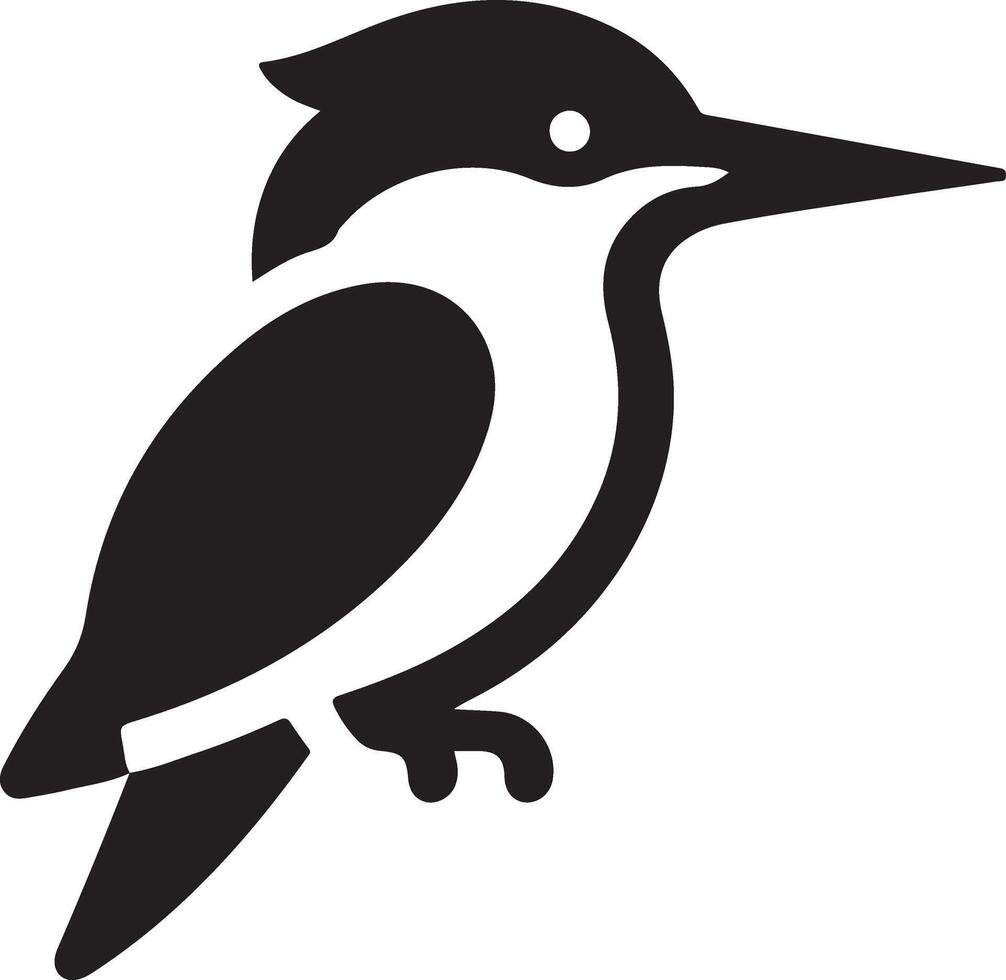 Kingfisher bird vector art icon, clipart, symbol, black color silhouette, white background 40